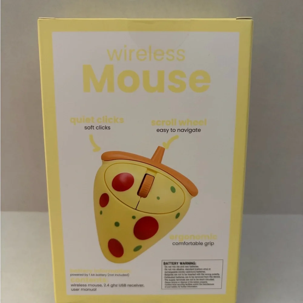 Cheese-Themed Wireless Mouse - Yellow with Red Dots
